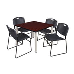 Regency Kee Square Breakroom Table with Post Legs and 4 Zeng Stack Chairs 42