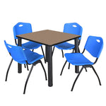 Regency Kee Square Breakroom Table with Post Legs and 4 M Stack Chairs 42