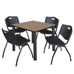 Regency Kee Square Breakroom Table with Post Legs and 4 M Stack Chairs 42