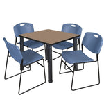 Regency Kee Square Breakroom Table with Post Legs and 4 Zeng Stack Chairs 42