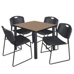 Regency Kee Square Breakroom Table with Post Legs and 4 Zeng Stack Chairs 42
