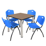 Regency Kee Square Breakroom Table with Post Legs and 4 M Stack Chairs 42