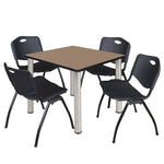 Regency Kee Square Breakroom Table with Post Legs and 4 M Stack Chairs 42