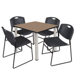 Regency Kee Square Breakroom Table with Post Legs and 4 Zeng Stack Chairs 42