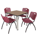 Regency Kee Square Breakroom Table with Post Legs and 4 M Stack Chairs 42