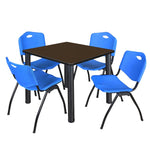 Regency Kee Square Breakroom Table with Post Legs and 4 M Stack Chairs 42