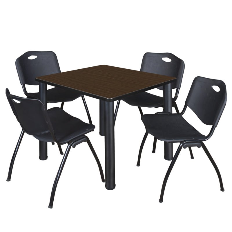 Regency Kee Square Breakroom Table with Post Legs and 4 M Stack Chairs 42"W x 42"D x 29"H (REG - TB4242P - 47) - SchoolOutlet