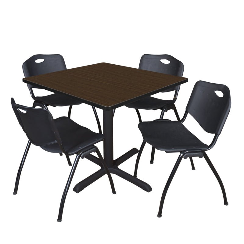 Regency Cain Square Breakroom Table with X - Base and 4 M Stack Chairs 42"W x 42"D x 29"H (REG - TB4242 - 47) - SchoolOutlet