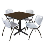 Regency Cain Square Breakroom Table with X - Base and 4 M Stack Chairs 42