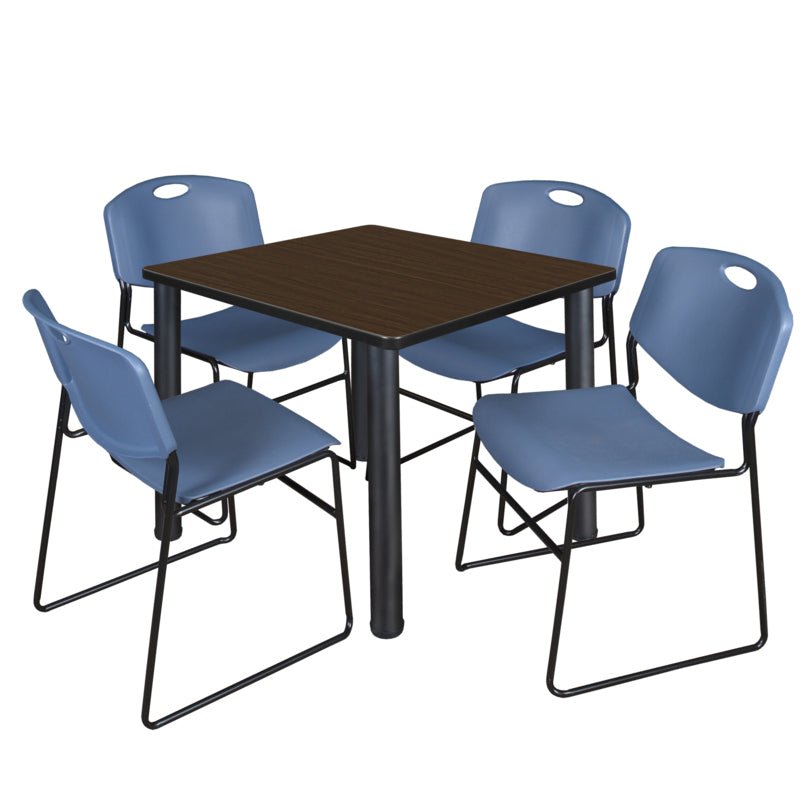Regency Kee Square Breakroom Table with Post Legs and 4 Zeng Stack Chairs 42"W x 42"D x 29"H (REG - TB4242P - 44) - SchoolOutlet