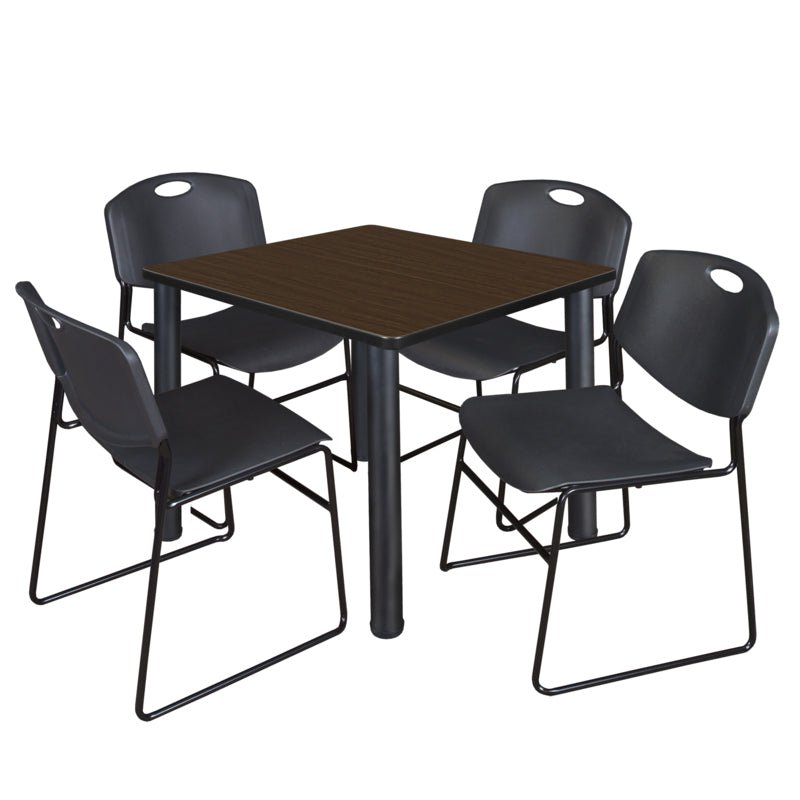 Regency Kee Square Breakroom Table with Post Legs and 4 Zeng Stack Chairs 42"W x 42"D x 29"H (REG - TB4242P - 44) - SchoolOutlet