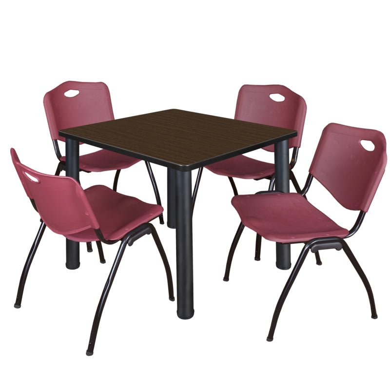 Regency Kee Square Breakroom Table with Post Legs and 4 M Stack Chairs 42"W x 42"D x 29"H (REG - TB4242P - 47) - SchoolOutlet