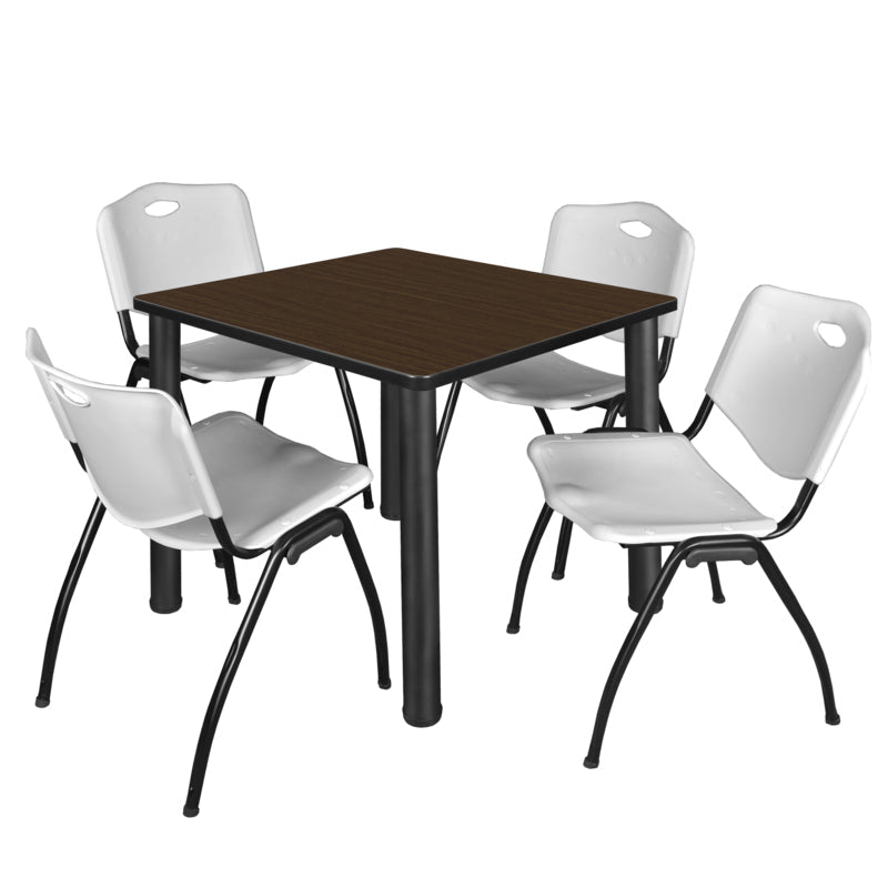 Regency Kee Square Breakroom Table with Post Legs and 4 M Stack Chairs 42"W x 42"D x 29"H (REG - TB4242P - 47) - SchoolOutlet