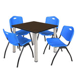 Regency Kee Square Breakroom Table with Post Legs and 4 M Stack Chairs 42