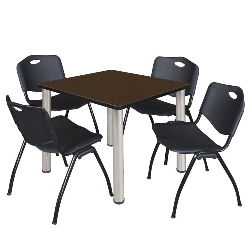 Regency Kee Square Breakroom Table with Post Legs and 4 M Stack Chairs 42"W x 42"D x 29"H (REG - TB4242P - 47) - SchoolOutlet
