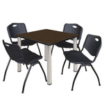 Regency Kee Square Breakroom Table with Post Legs and 4 M Stack Chairs 42
