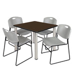 Regency Kee Square Breakroom Table with Post Legs and 4 Zeng Stack Chairs 42