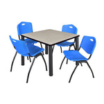 Regency Kee Square Breakroom Table with Post Legs and 4 M Stack Chairs 42