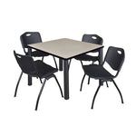 Regency Kee Square Breakroom Table with Post Legs and 4 M Stack Chairs 42