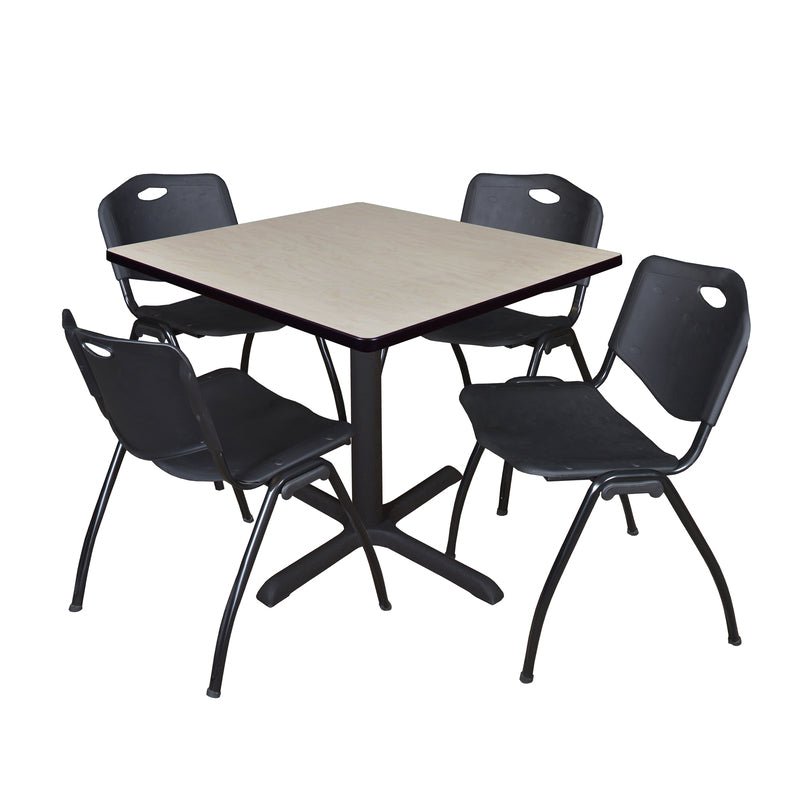 Regency Cain Square Breakroom Table with X - Base and 4 M Stack Chairs 42"W x 42"D x 29"H (REG - TB4242 - 47) - SchoolOutlet
