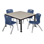 Regency Kee Square Mobile Adjustable Classroom Table and 4 Andy Stack Chairs 42