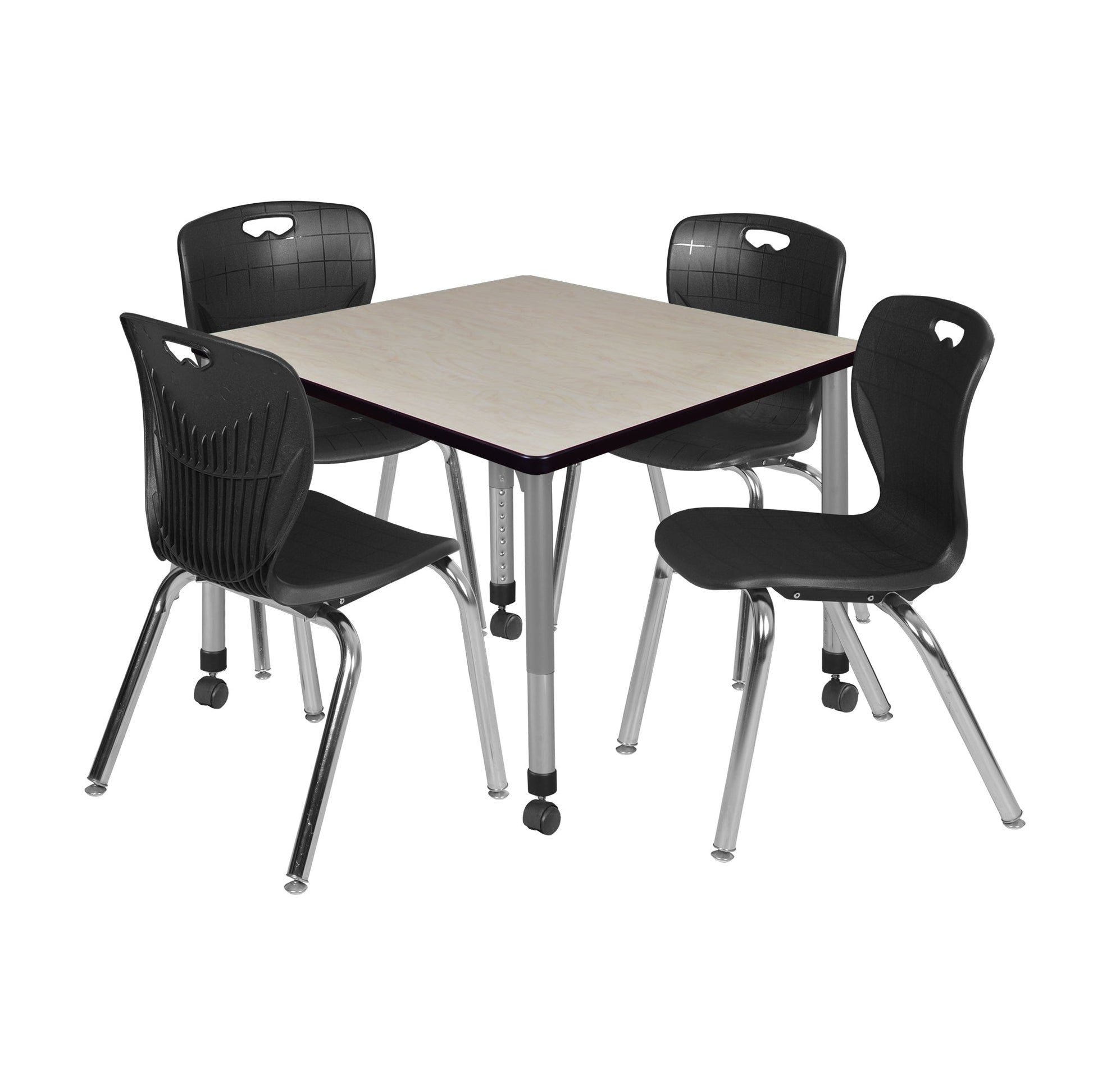 Regency Kee 42 in. Square Adjustable Classroom Table & 4 Andy 18 in. Stack Chairs - SchoolOutlet