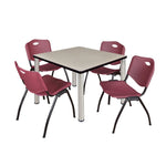 Regency Kee Square Breakroom Table with Post Legs and 4 M Stack Chairs 42