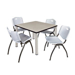 Regency Kee Square Breakroom Table with Post Legs and 4 M Stack Chairs 42