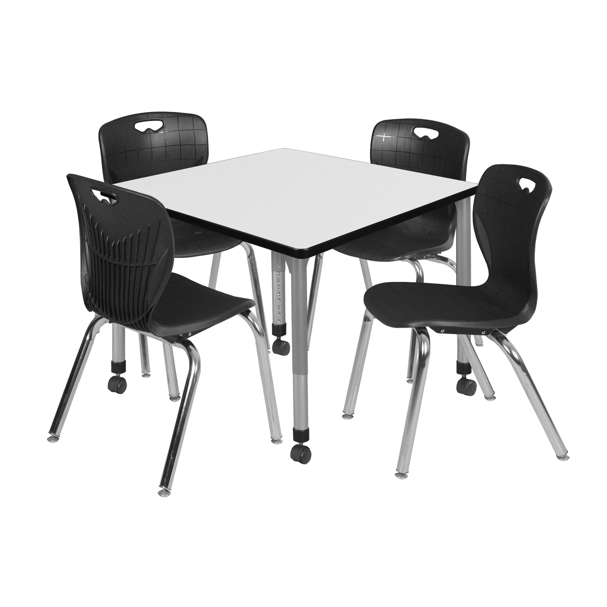 Regency Kee 42 in. Square Adjustable Classroom Table & 4 Andy 18 in. Stack Chairs - SchoolOutlet