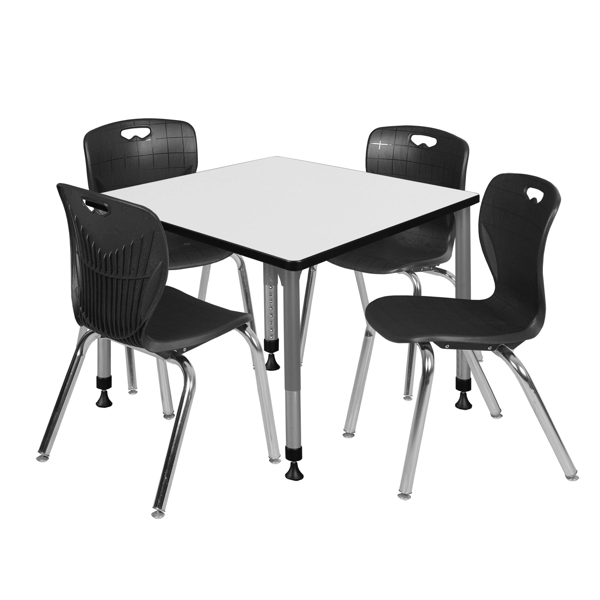 Regency Kee 42 in. Square Adjustable Classroom Table & 4 Andy 18 in. Stack Chairs - SchoolOutlet