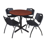 Regency Cain Round Breakroom Table with X - Base and 4 M Stack Chairs 42