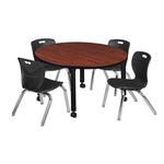 Regency Kee Round Mobile Adjustable Classroom Table and 4 Andy Stack Chairs 42