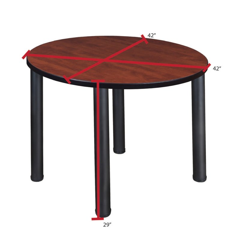 Regency Kee Round Breakroom Table with Post Legs and 4 Zeng Stack Chairs 42"W x 42"D x 29"H (REG - TB42R - 4) - SchoolOutlet