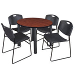 Regency Kee Round Breakroom Table with Post Legs and 4 Zeng Stack Chairs 42