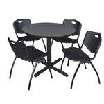 Regency Cain Round Breakroom Table with X - Base and 4 M Stack Chairs 42