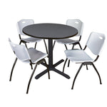 Regency Cain Round Breakroom Table with X - Base and 4 M Stack Chairs 42