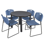 Regency Kee Round Breakroom Table with Post Legs and 4 Zeng Stack Chairs 42