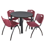 Regency Kee Round Breakroom Table with Post Legs and 4 M Stack Chairs 42