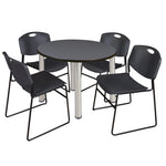 Regency Kee Round Breakroom Table with Post Legs and 4 Zeng Stack Chairs 42