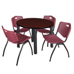 Regency Kee Round Breakroom Table with Post Legs and 4 M Stack Chairs 42