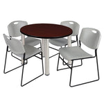 Regency Kee Round Breakroom Table with Post Legs and 4 Zeng Stack Chairs 42