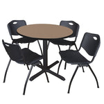 Regency Cain Round Breakroom Table with X - Base and 4 M Stack Chairs 42