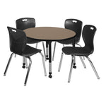 Regency Kee Round Mobile Adjustable Classroom Table and 4 Andy Stack Chairs 42