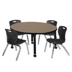 Regency Kee Round Mobile Adjustable Classroom Table and 4 Andy Stack Chairs 42