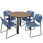 Regency Kee Round Breakroom Table with Post Legs and 4 Zeng Stack Chairs 42