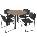 Regency Kee Round Breakroom Table with Post Legs and 4 Zeng Stack Chairs 42