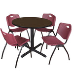 Regency Cain Round Breakroom Table with X - Base and 4 M Stack Chairs 42
