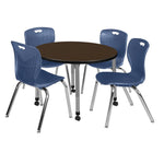 Regency Kee Round Mobile Adjustable Classroom Table and 4 Andy Stack Chairs 42