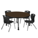 Regency Kee Round Mobile Adjustable Classroom Table and 4 Andy Stack Chairs 42