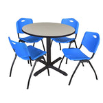 Regency Cain Round Breakroom Table with X - Base and 4 M Stack Chairs 42